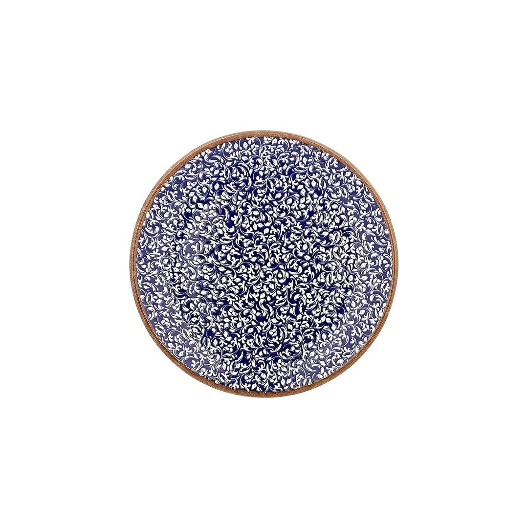 Turgla T-ECZT27DZ-12 Round 10.75" Porcelain Dinner Plate, Blue Cobalt Finish, 10.75" Diameter