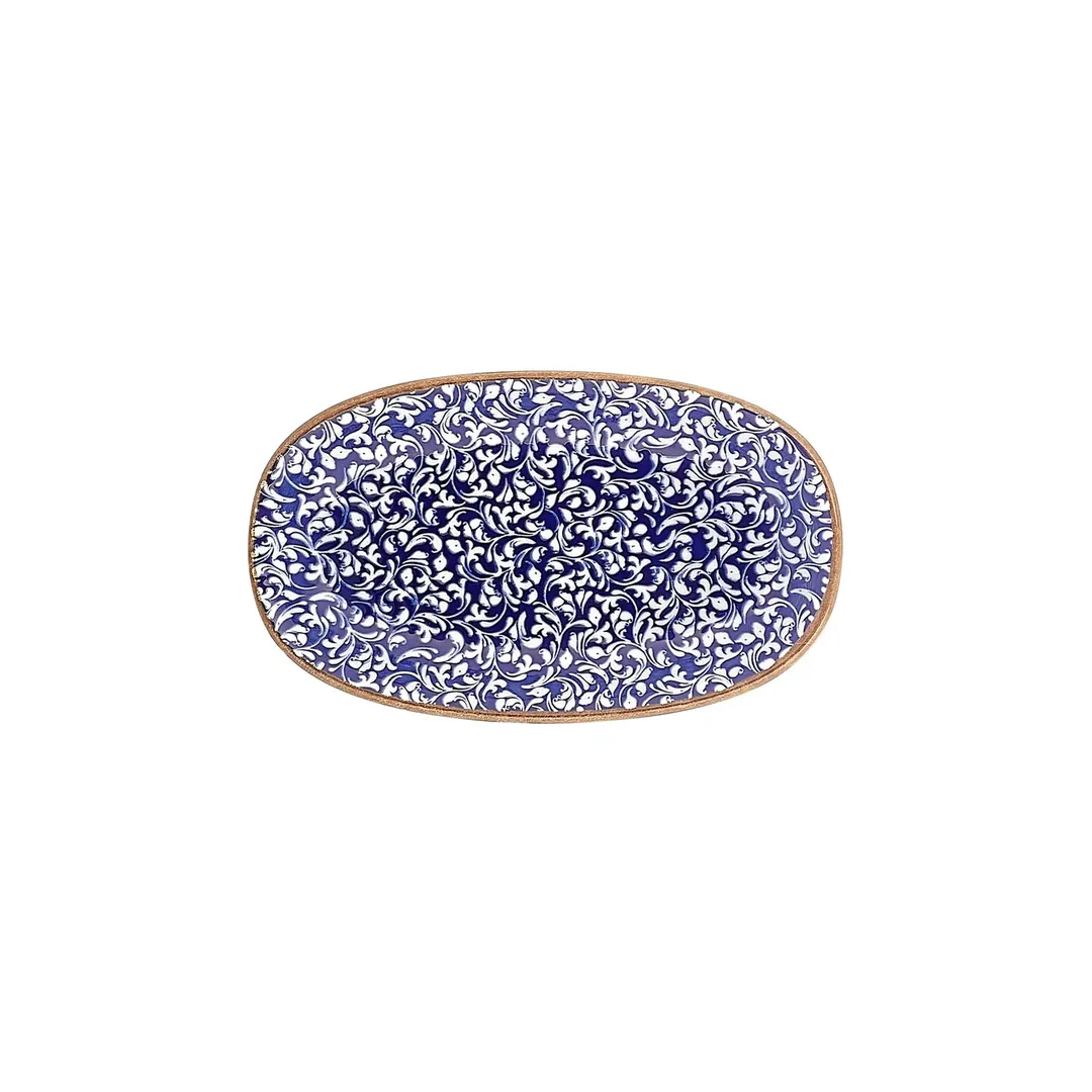 Turgla T-ECZT29OV-6 Edera Cobalt Oval Platter, 11.5" W x 6.75" D Blue Porcelain, 12" Long, 7" Short