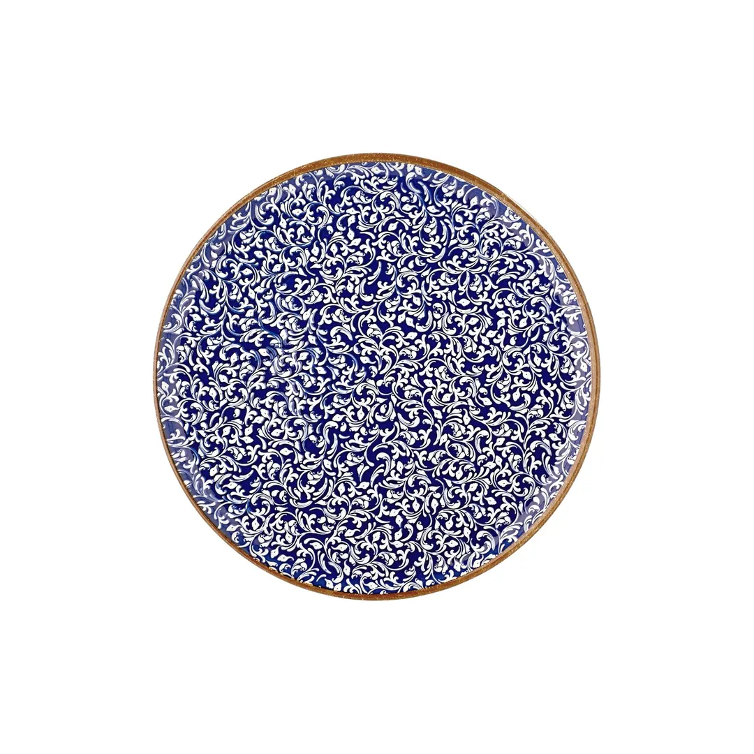 Turgla T-ECZT32PZT-6 Edera Cobalt Round China Plate, 12.5" Diameter Porcelain, Deep Blue Finish