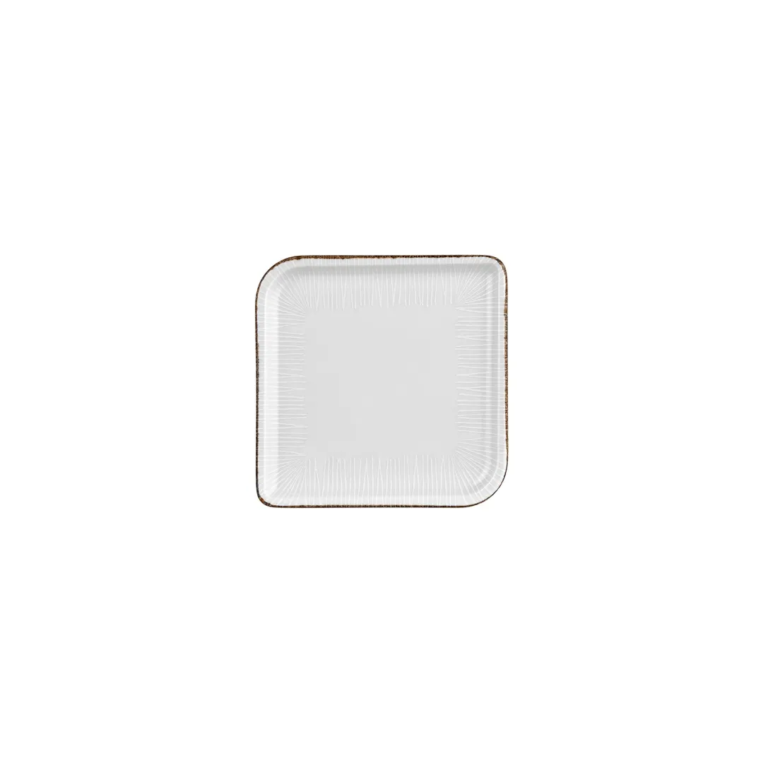 Turgla T-GREAR20KR-12 Square Porcelain Dinner Plate, 6" x 6", Brown Finish