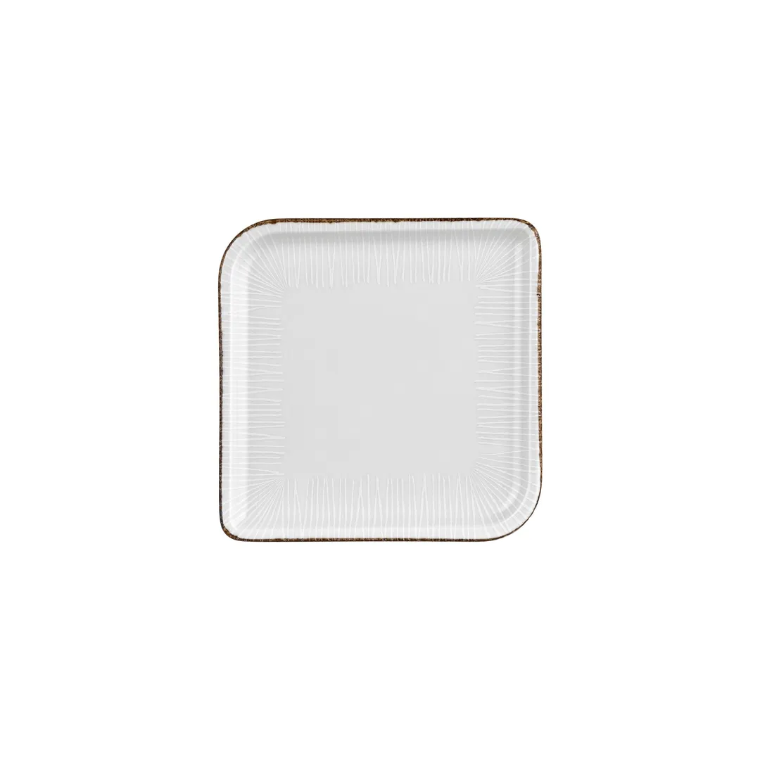 Turgla T-GREAR30KR-6 Square Porcelain Dinner Plate, 9" x 9", Brown Finish