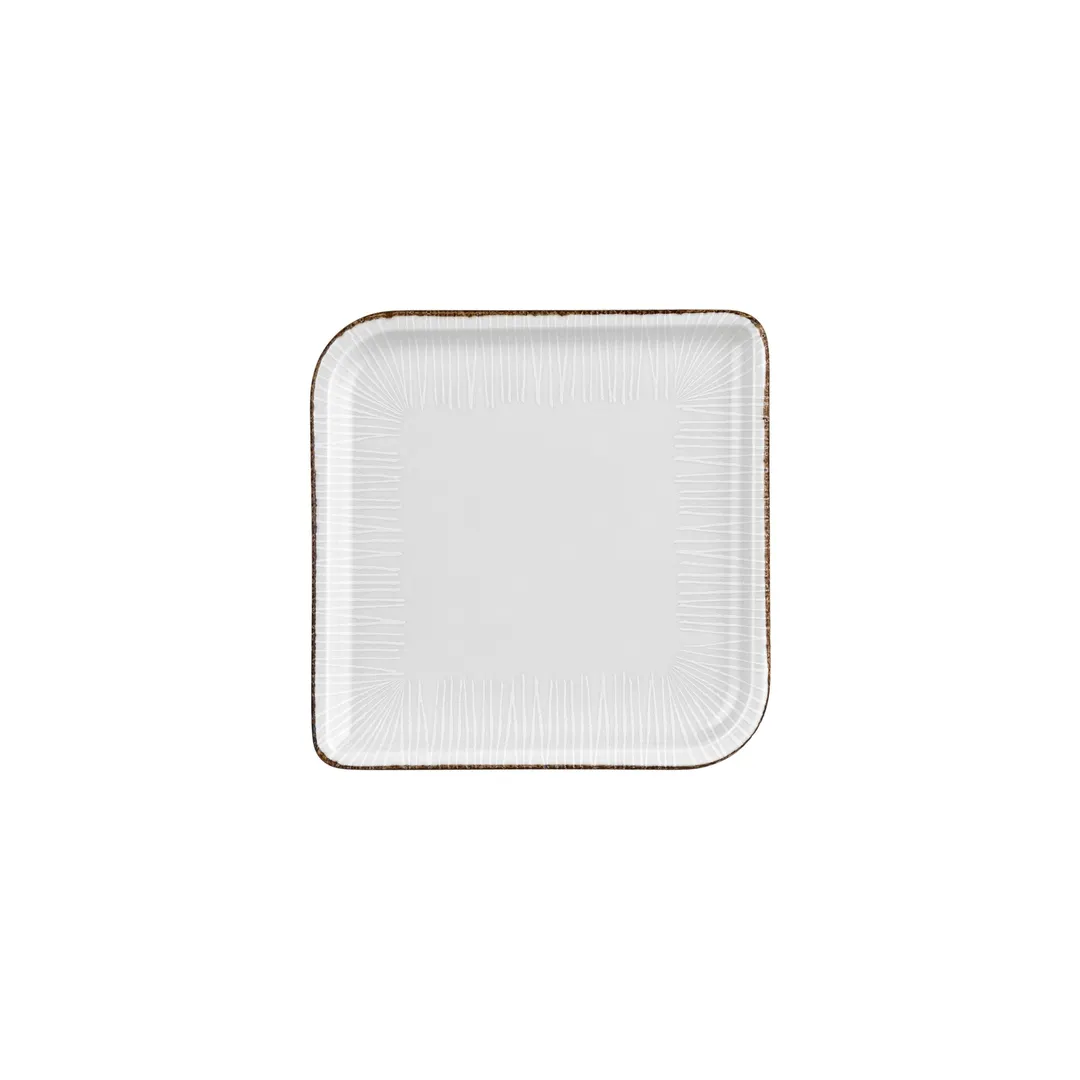 Turgla T-GREAR30KR-6 Square Porcelain Dinner Plate, 9" x 9", Brown Finish