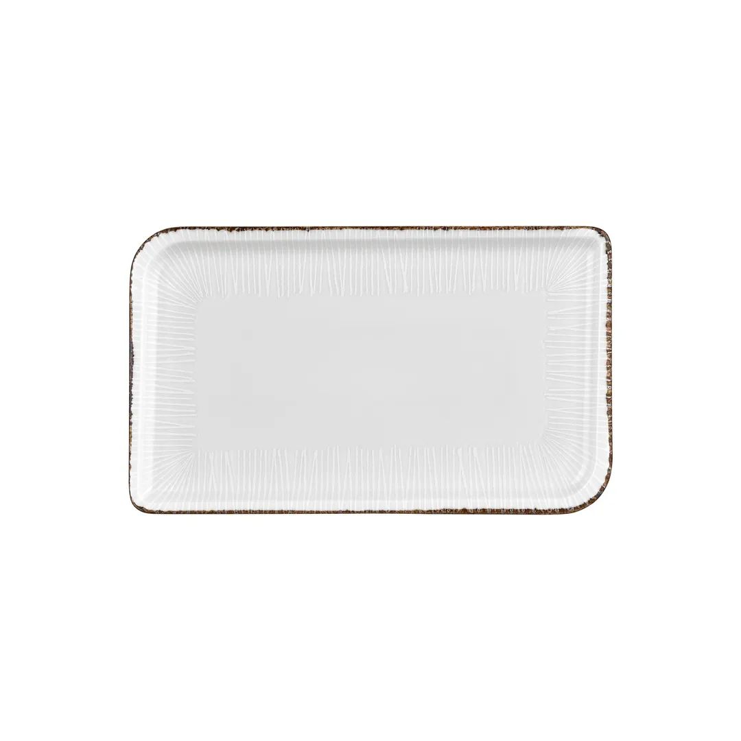 Turgla T-GREAR38DT-6 Rectangular Porcelain Platter, 13.75" W x 6.25" D (14" x 7"), Brown Finish