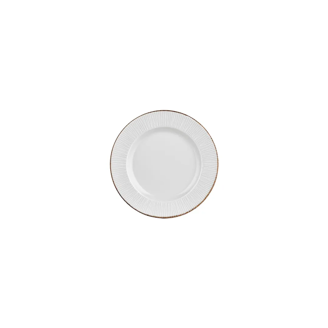 Turgla T-GREGT17DZ-12 Grace Round China Plate, 6.75" Diameter, Brown Porcelain Dinnerware