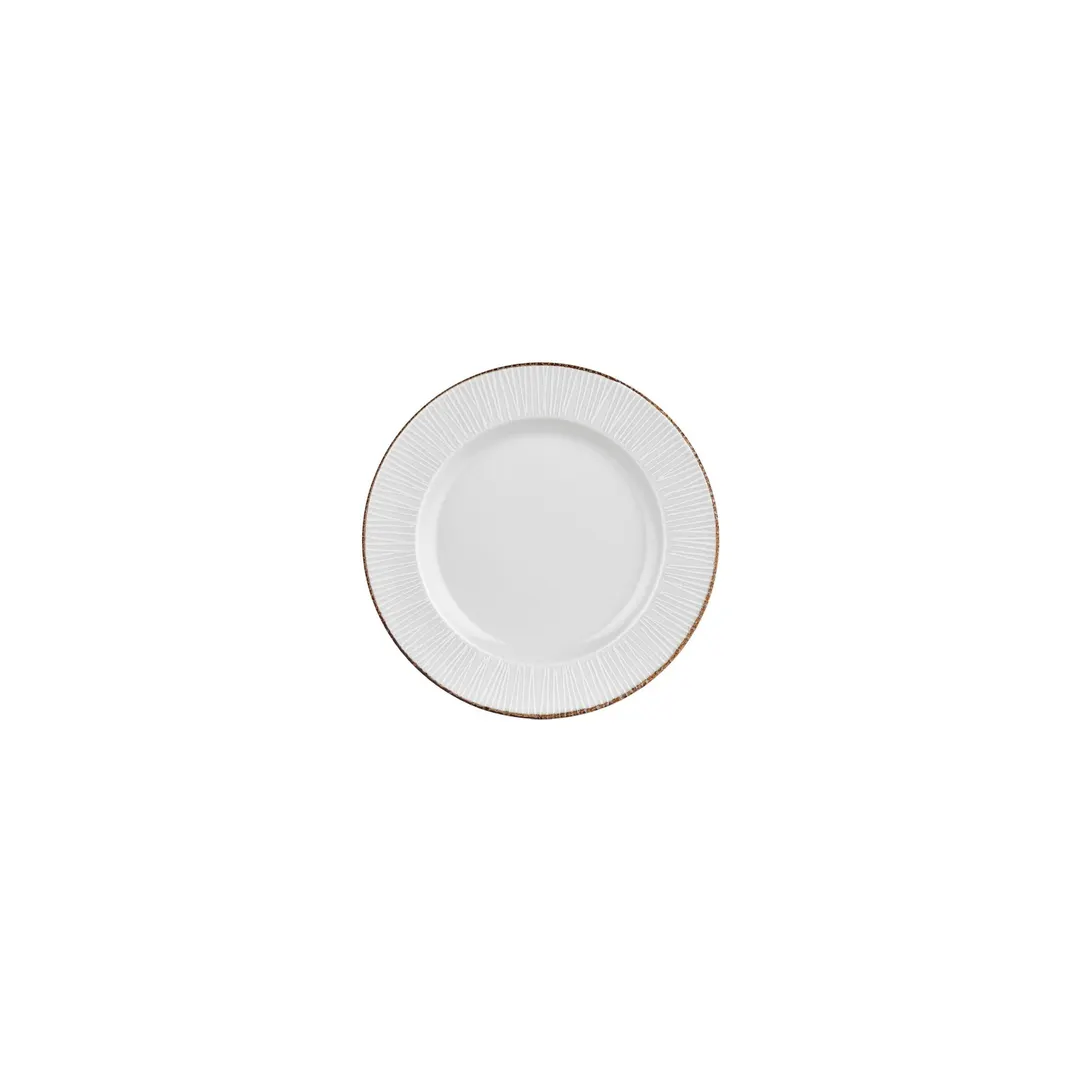 Turgla T-GREGT17DZ-12 Grace Round China Plate, 6.75" Diameter, Brown Porcelain Dinnerware