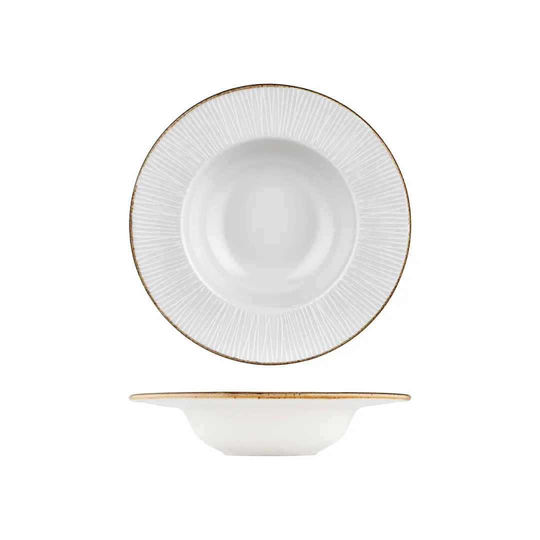 Turgla T-GREGT28CK-6 Grace Deep Plate, 11" Round Brown Porcelain, 16 oz Capacity, Deep Rim