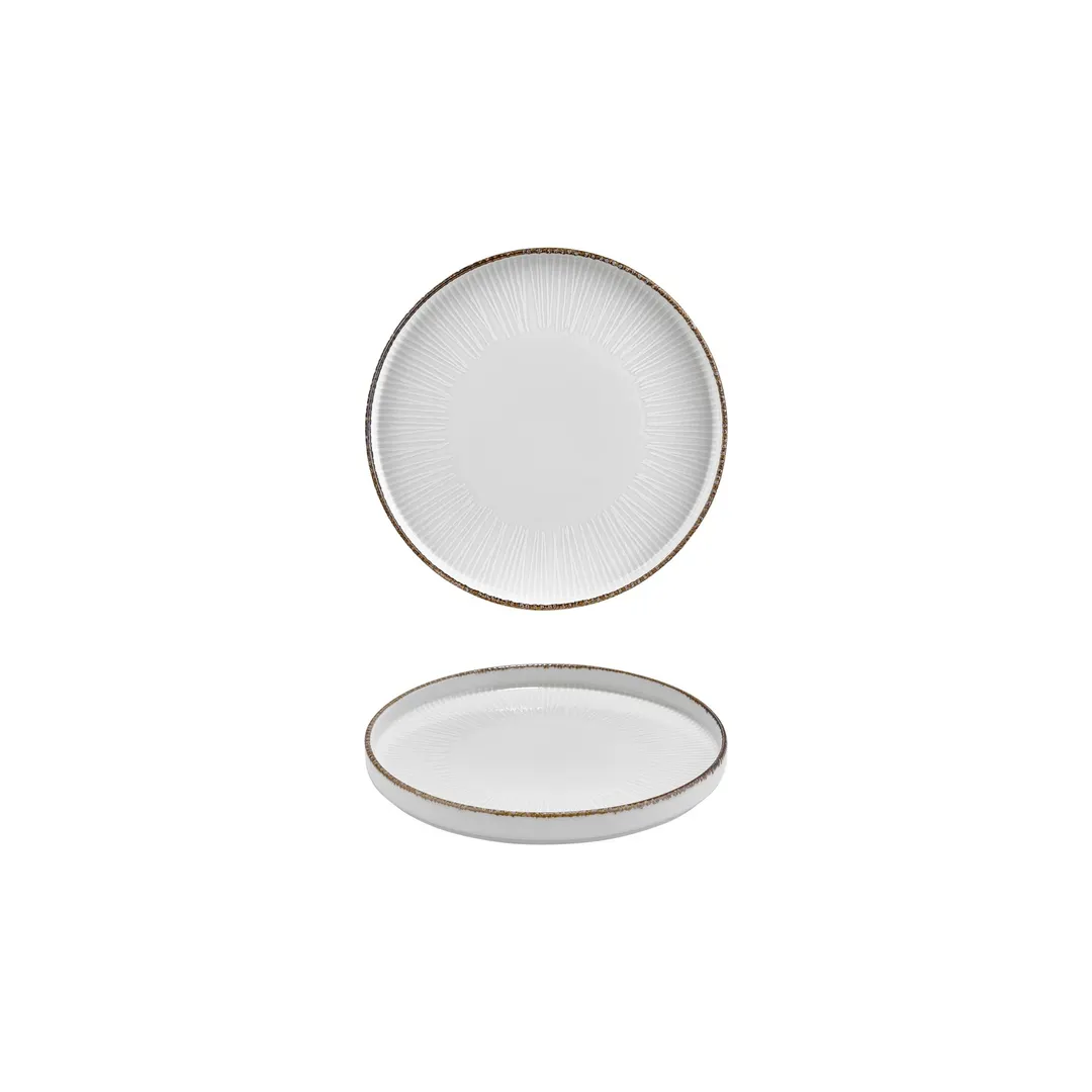 Turgla T-GREHL16RD-6 Grace Round China Plate, 6.25" Diameter, Porcelain, Brown Finish