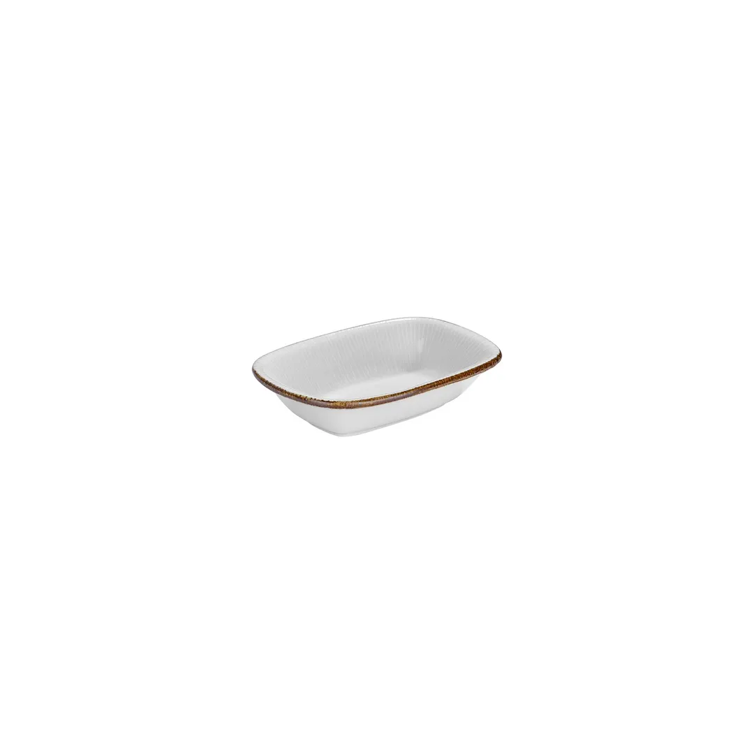 Turgla T-GREZT16DKY-12 Grace Deep Rectangular Plate, 6.25" x 4.25" Brown Porcelain, Deep Rim