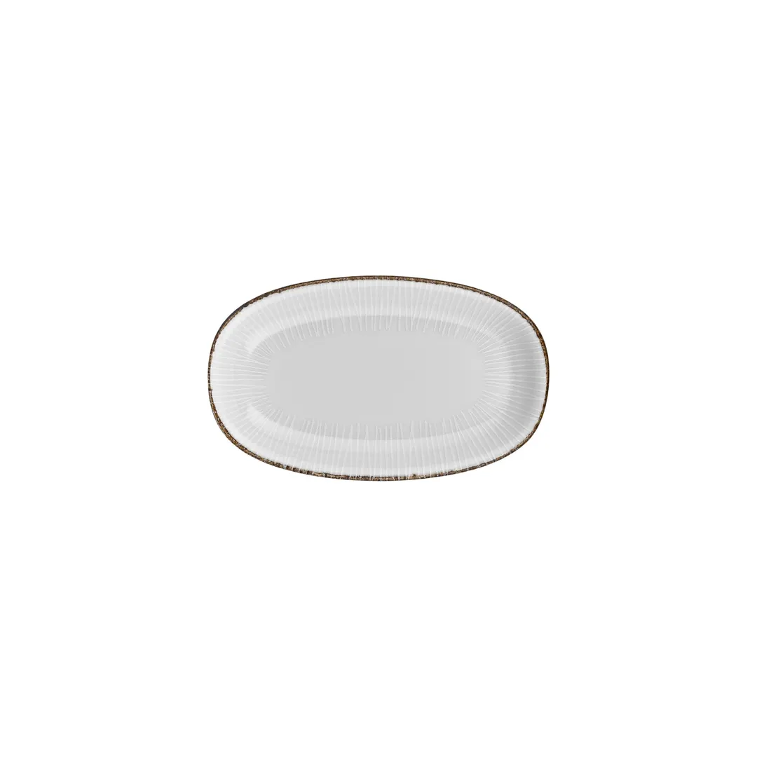 Turgla T-GREZT24OV-12 Oval Brown Porcelain Platter, 9.5" W x 5.5" D, Elegant Dinnerware Serving Tray