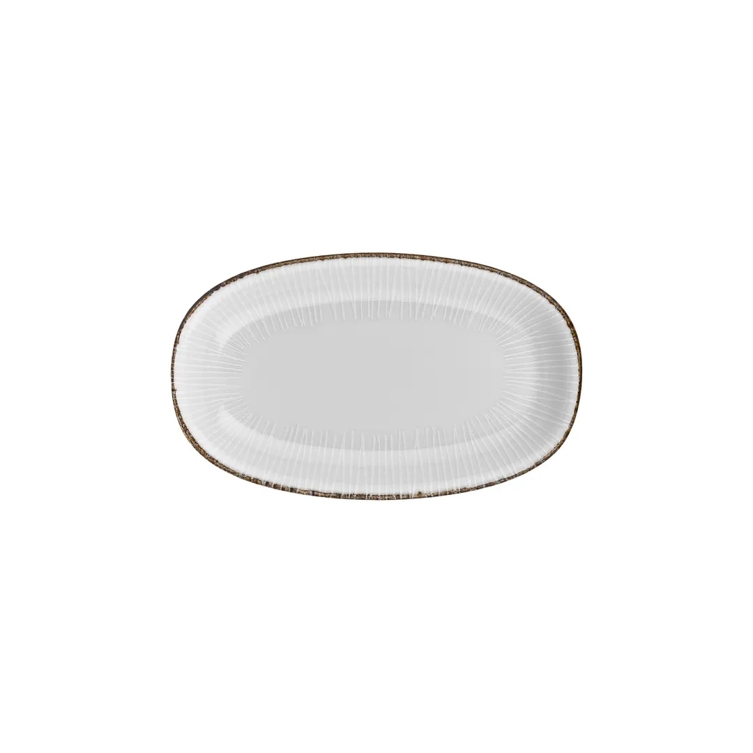 Turgla T-GREZT29OV-6 Grace Oval Porcelain Platter, 12" Long Side x 7" Short Side, Brown Finish