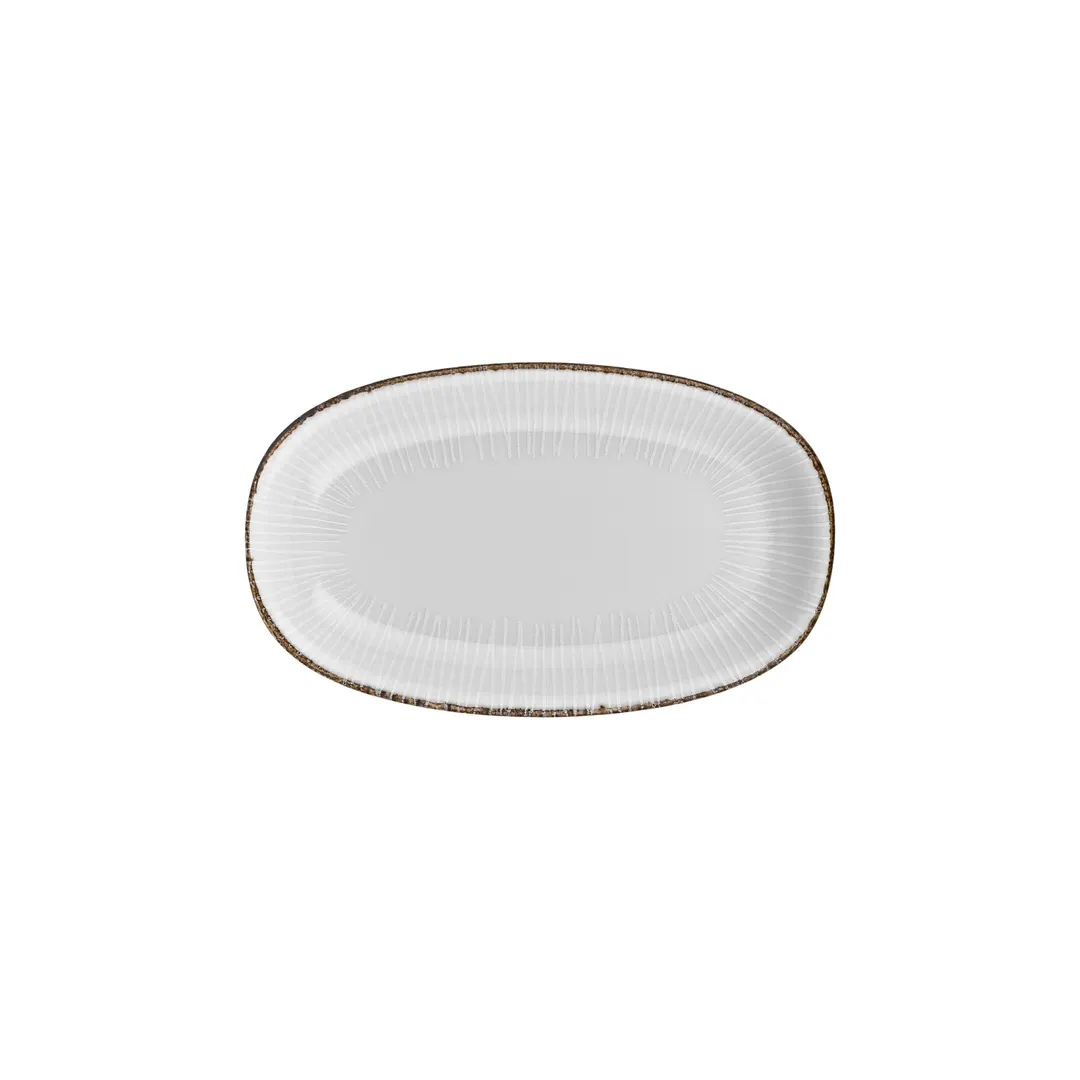 Turgla T-GREZT29OV-6 Grace Oval Porcelain Platter, 12" Long Side x 7" Short Side, Brown Finish