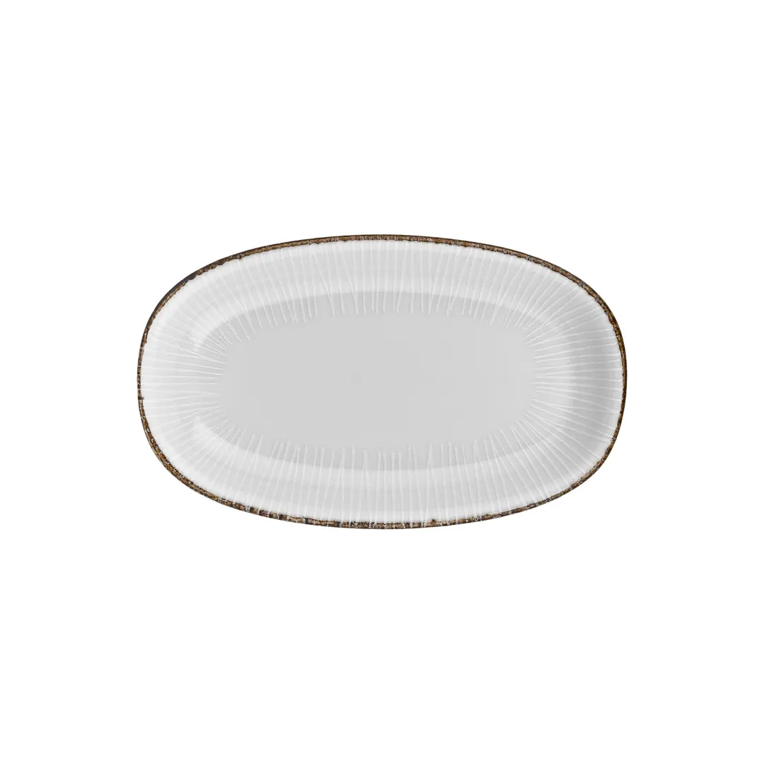 Turgla T-GREZT34OV-6 Grace Oval Porcelain Platter, 13.5" W x 14" D, Brown Finish - 1/Each