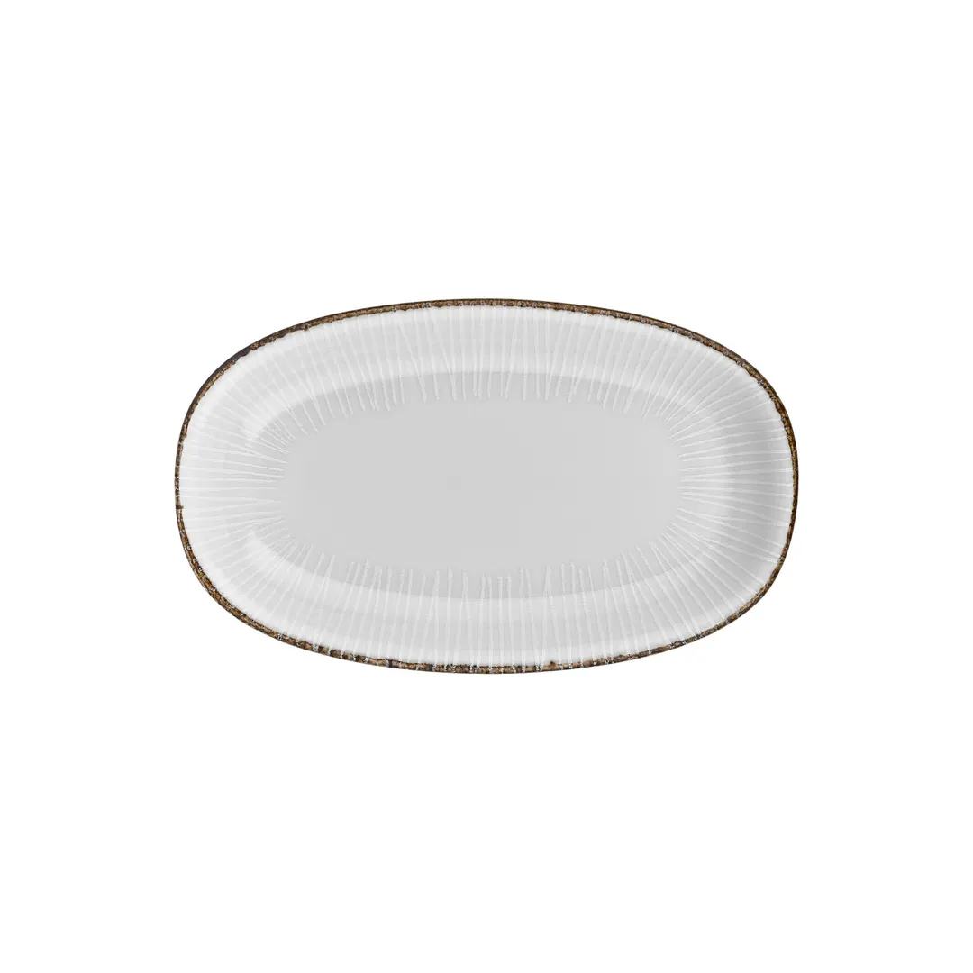 Turgla T-GREZT34OV-6 Grace Oval Porcelain Platter, 13.5" W x 14" D, Brown Finish - 1/Each
