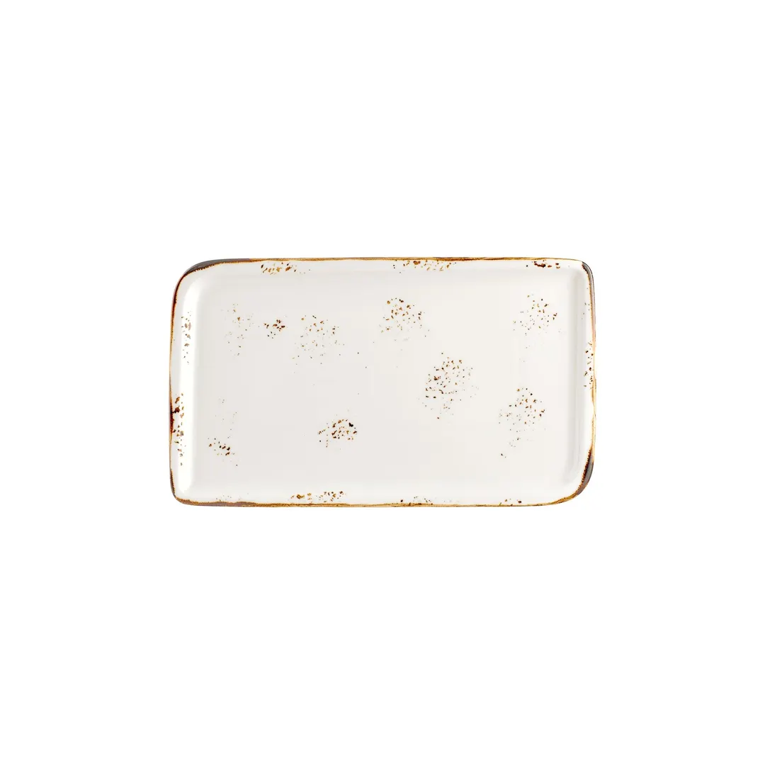 Turgla T-HAELAR34DT-6 Rectangular Porcelain Platter, Brown, 11.75" W x 7" D, 12" Long, 6" Short