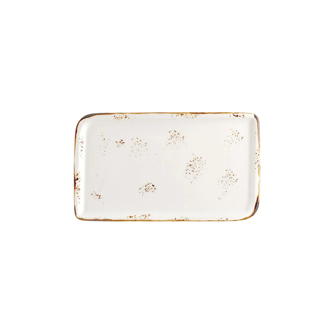 Turgla T-HAELAR34DT-6 Rectangular Porcelain Platter, Brown, 11.75" W x 7" D, 12" Long, 6" Short