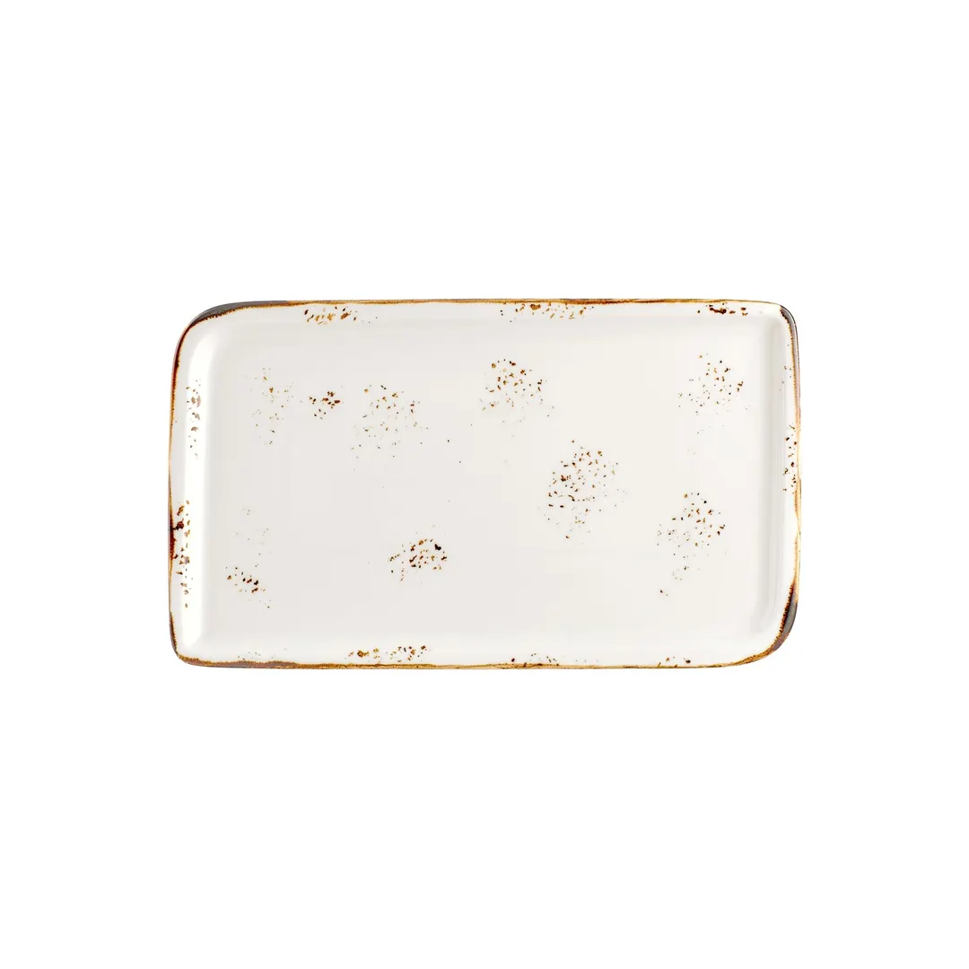 Turgla T-HAELAR38DT-6 Elegance Rectangular China Platter, 13.75" W x 6.25" D, Brown Porcelain