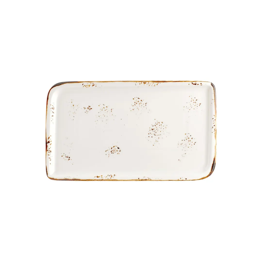 Turgla T-HAELAR38DT-6 Elegance Rectangular China Platter, 13.75" W x 6.25" D, Brown Porcelain