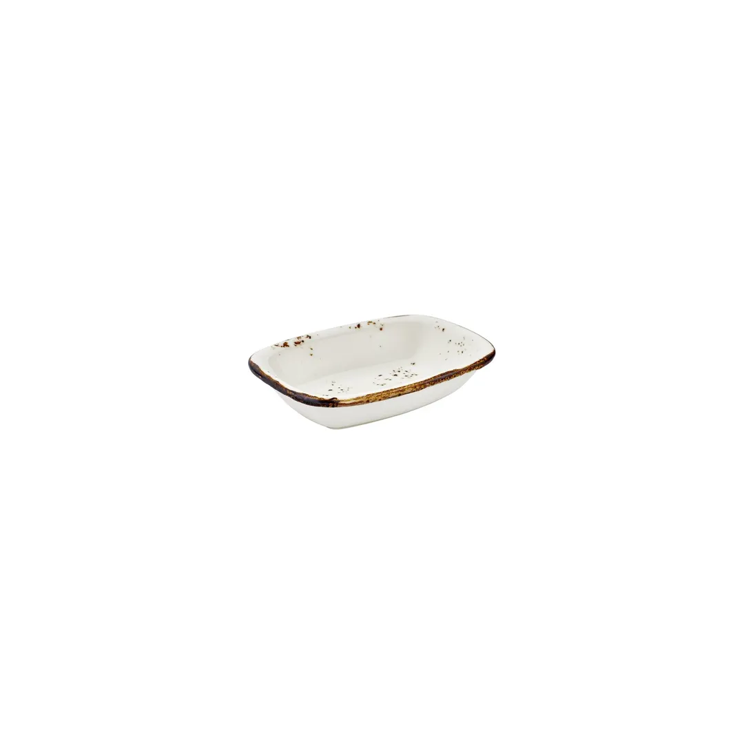 Turgla T-HAELZT18DKY-12 Deep Rectangular China Plate, 7" x 5" Porcelain Brown, Deep Rim Dinnerware