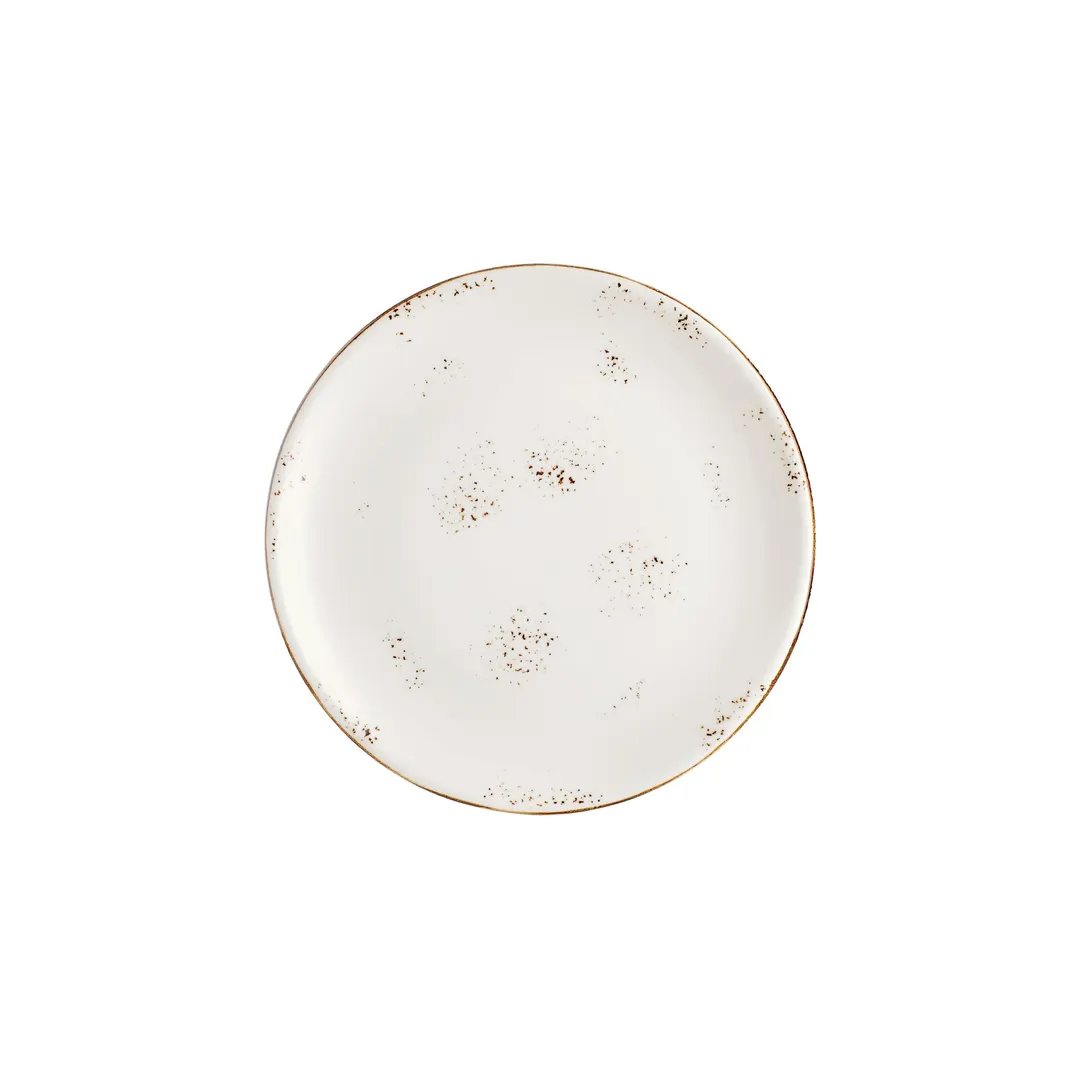 Turgla T-HAELZT27DZ-12 Round Porcelain Dinner Plate, 10.75" Brown, Elegant Tableware