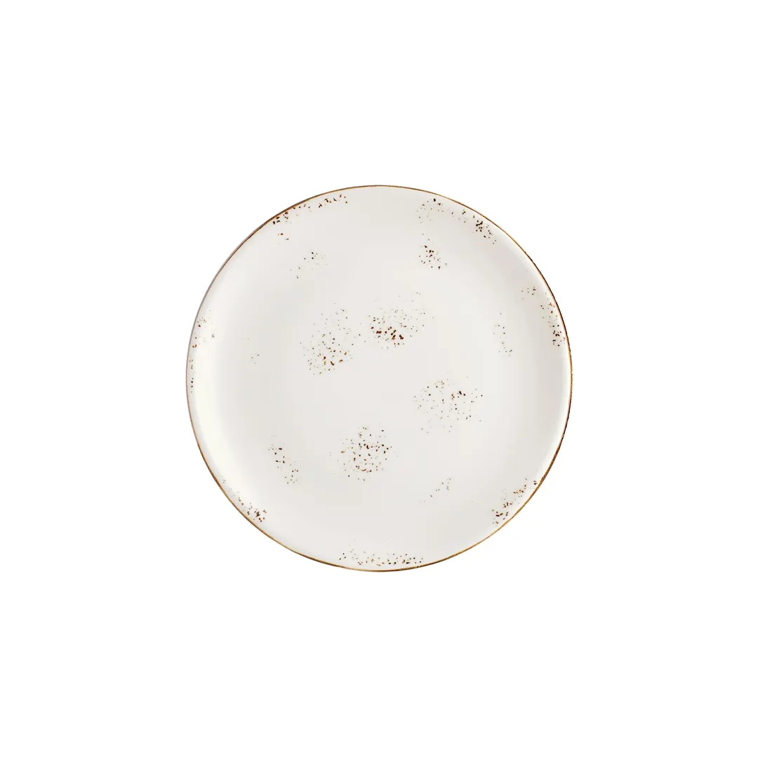 Turgla T-HAELZT27DZ-12 Round Porcelain Dinner Plate, 10.75" Brown, Elegant Tableware