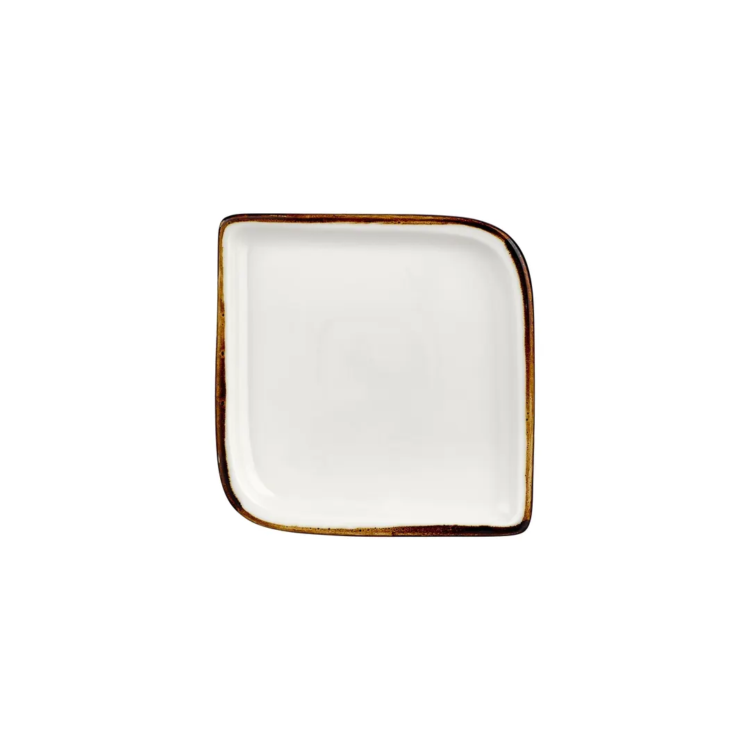 Turgla T-HAGLAR30KR-6 Gleam Square Porcelain Dinner Plate, 9" x 9", Elegant Brown Finish