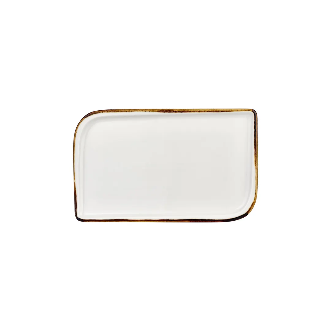 Turgla T-HAGLAR34DT-6 Rectangular Porcelain Platter, Brown, 11.75" W x 7" D, Elegant Gleam Finish