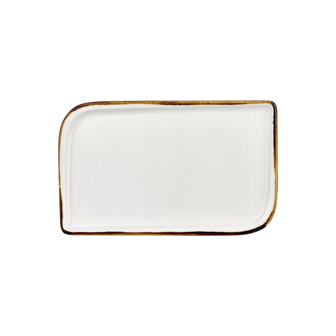 Turgla T-HAGLAR38DT-6 Rectangular Porcelain Platter, Brown Finish, 14" x 7" Size, Gleam Tableware
