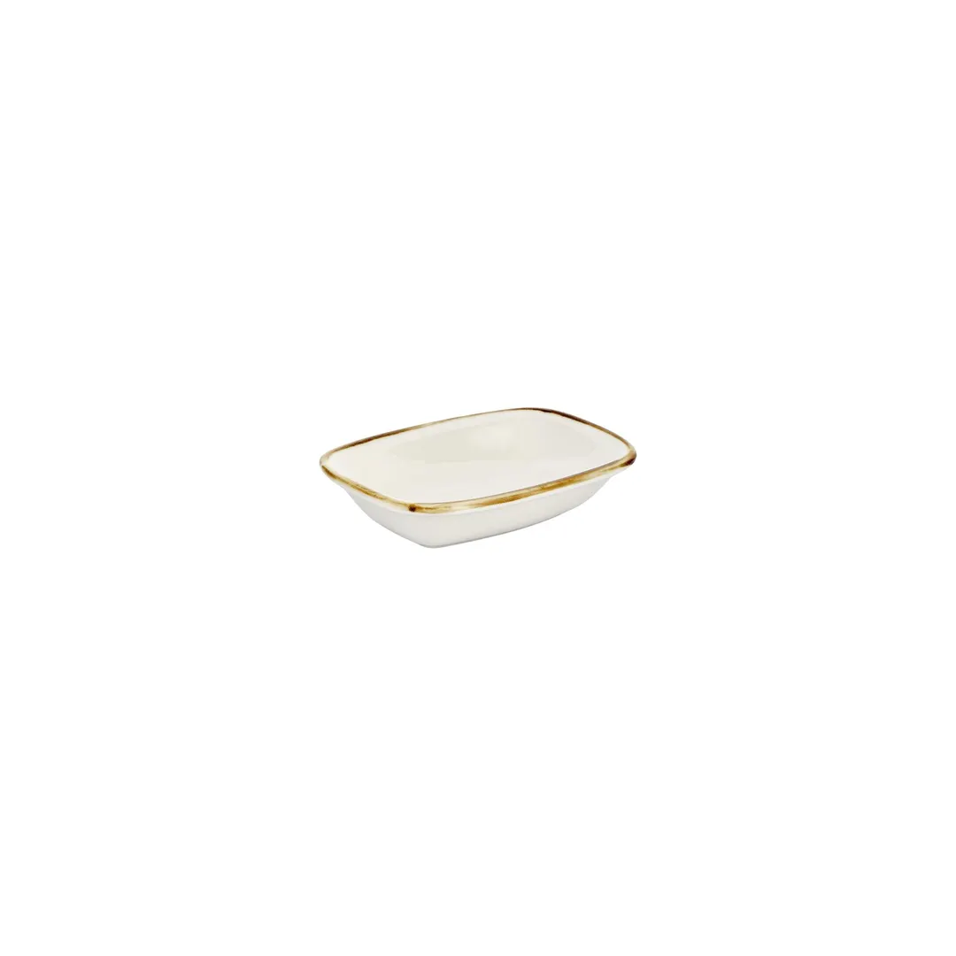 Turgla T-HAGLZT18DKY-12 Rectangular Deep Rim Plate, 7" x 5" Brown Porcelain Dinnerware
