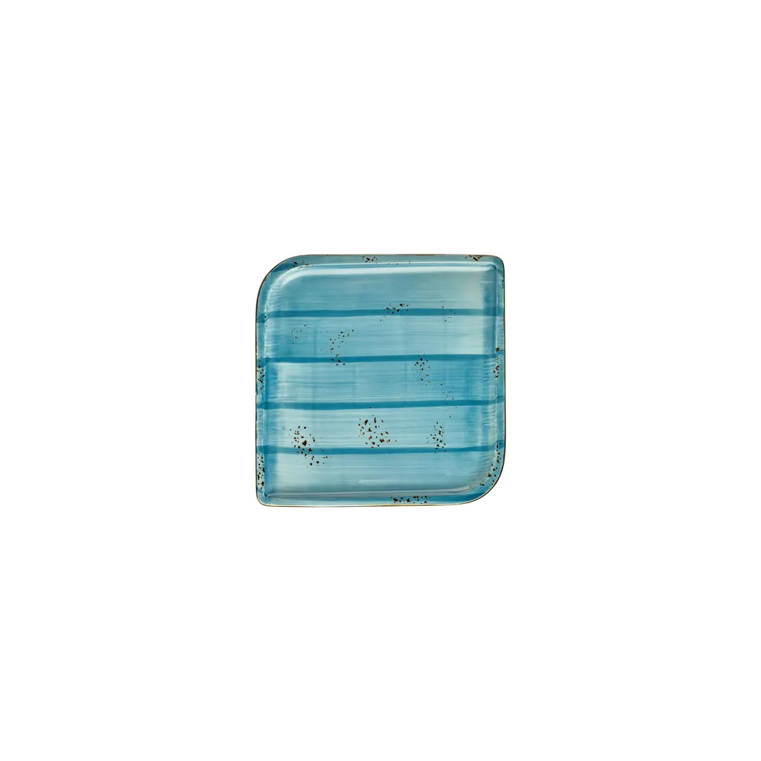 Turgla T-HAINAR20KR-12 Infinity Square Plate, 6" x 6" Turquoise Porcelain Dinnerware