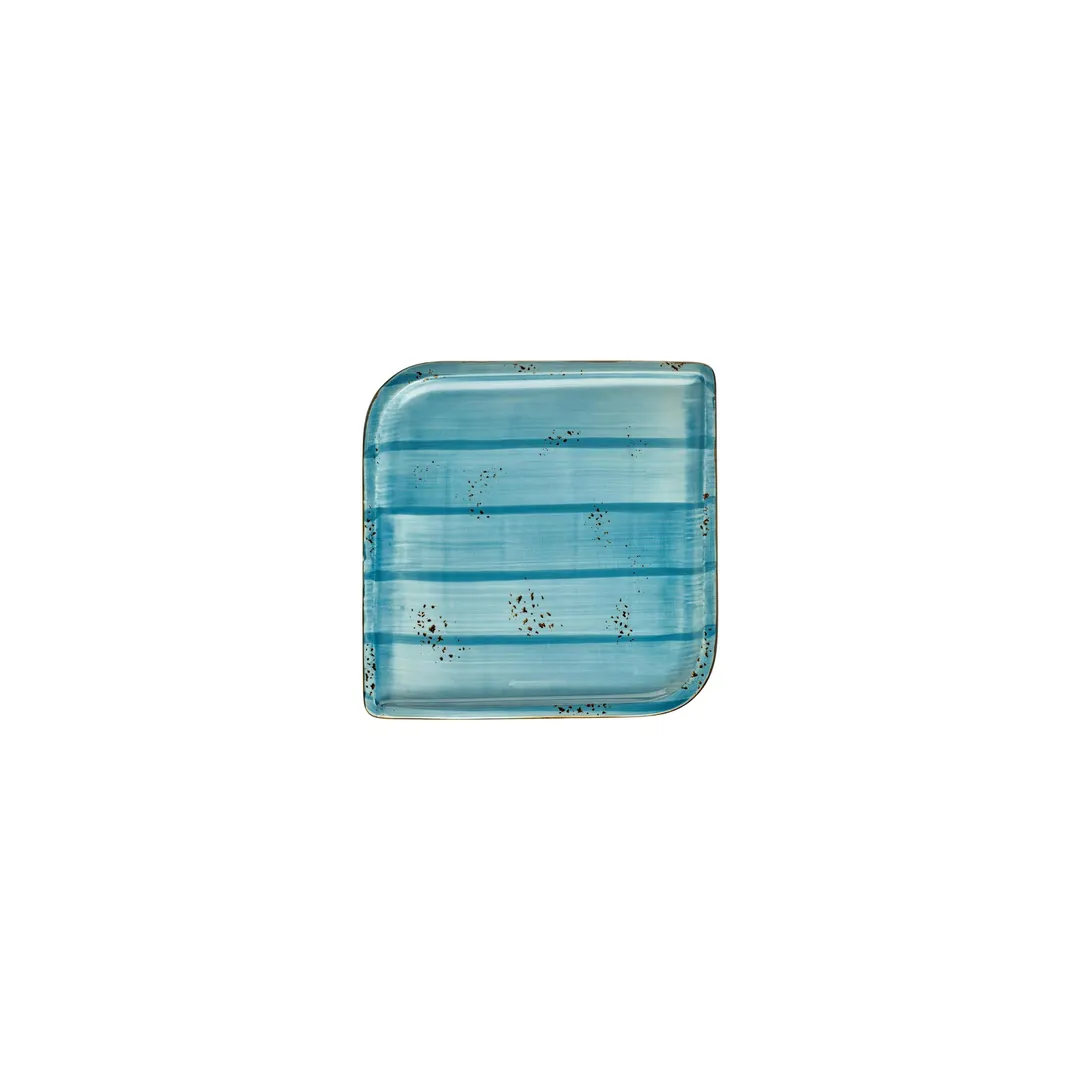 Turgla T-HAINAR20KR-12 Infinity Square Plate, 6" x 6" Turquoise Porcelain Dinnerware