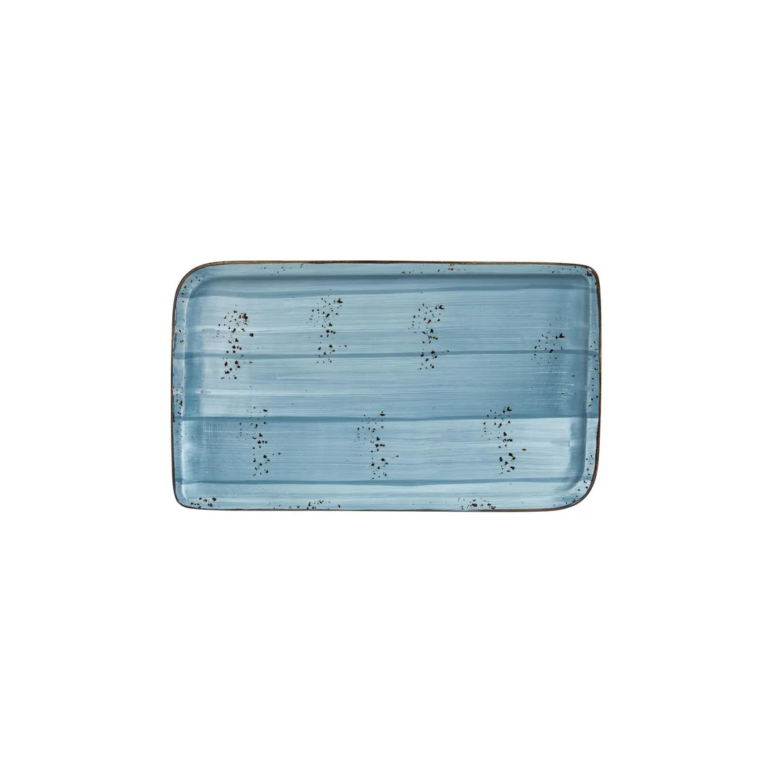 Turgla T-HAINAR34DT-6 Infinity Platter, Rectangular Turquoise Porcelain, 12" x 6" Tray