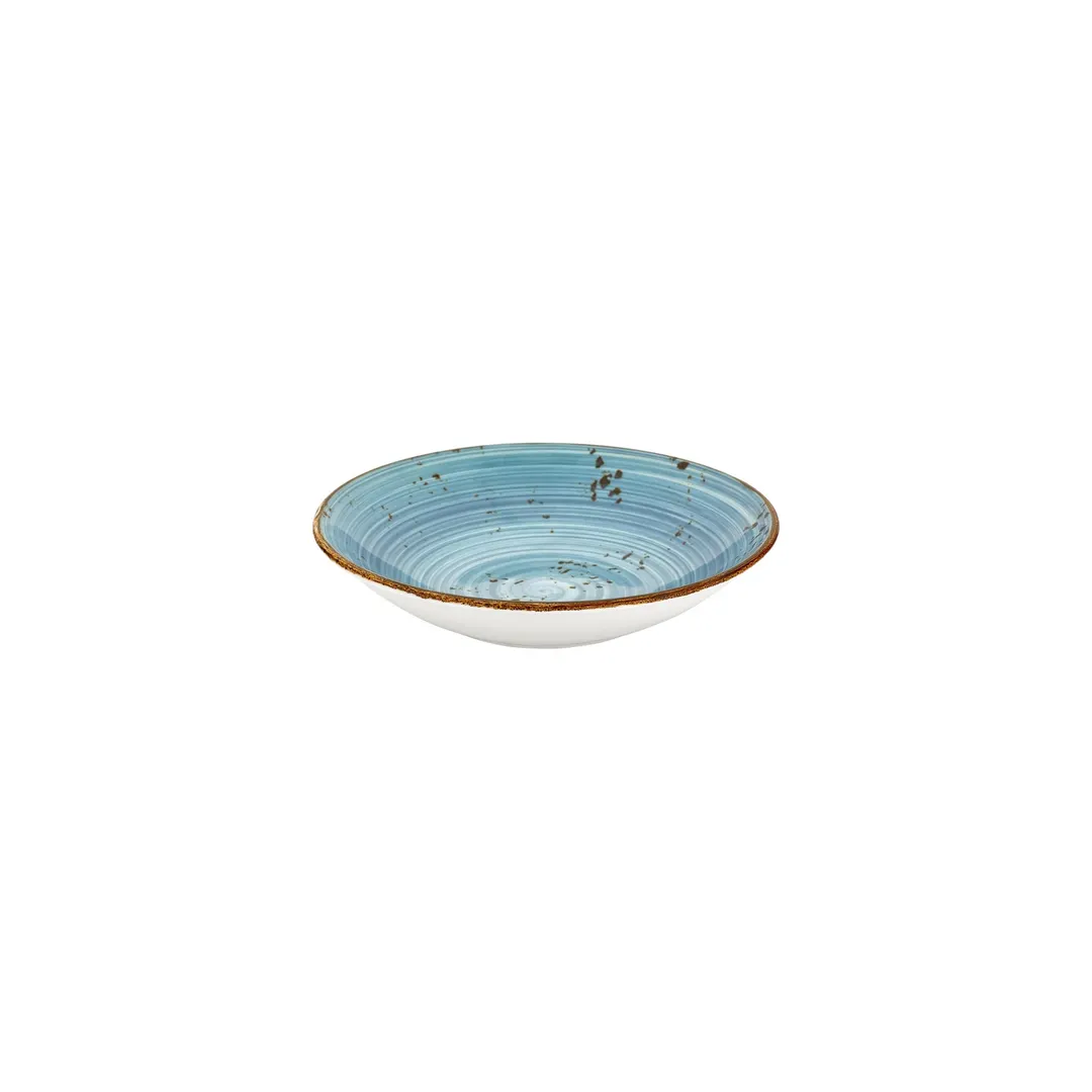 Turgla T-HAINFL23CK-6 Infinity Deep Plate, 9" Round Turquoise Porcelain, 34 oz Capacity, Deep Rim