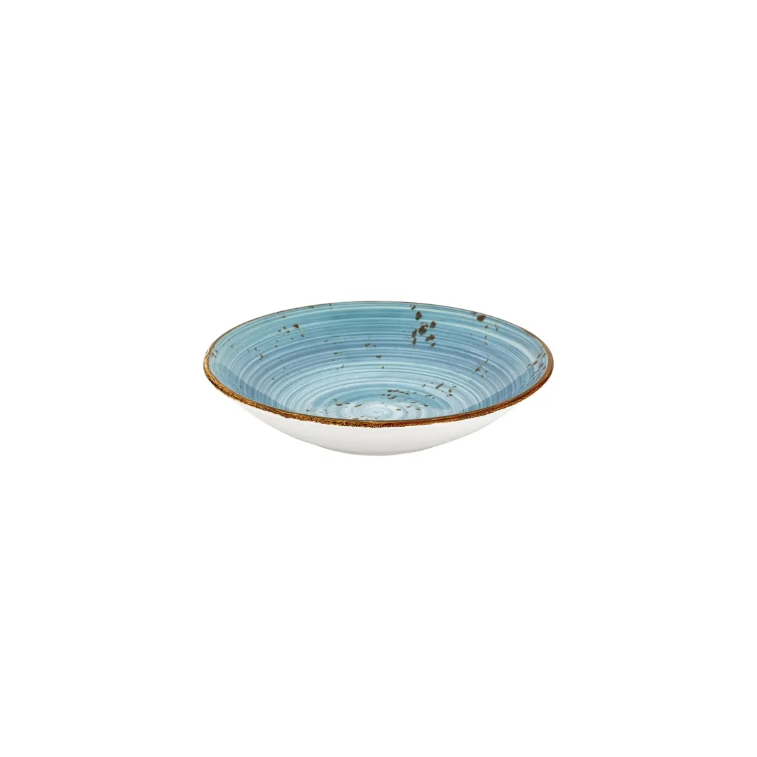 Turgla T-HAINFL25CK-6 Deep Round Plate, 9.75" Diameter, Turquoise Porcelain, 44 oz, Deep Rim Finish