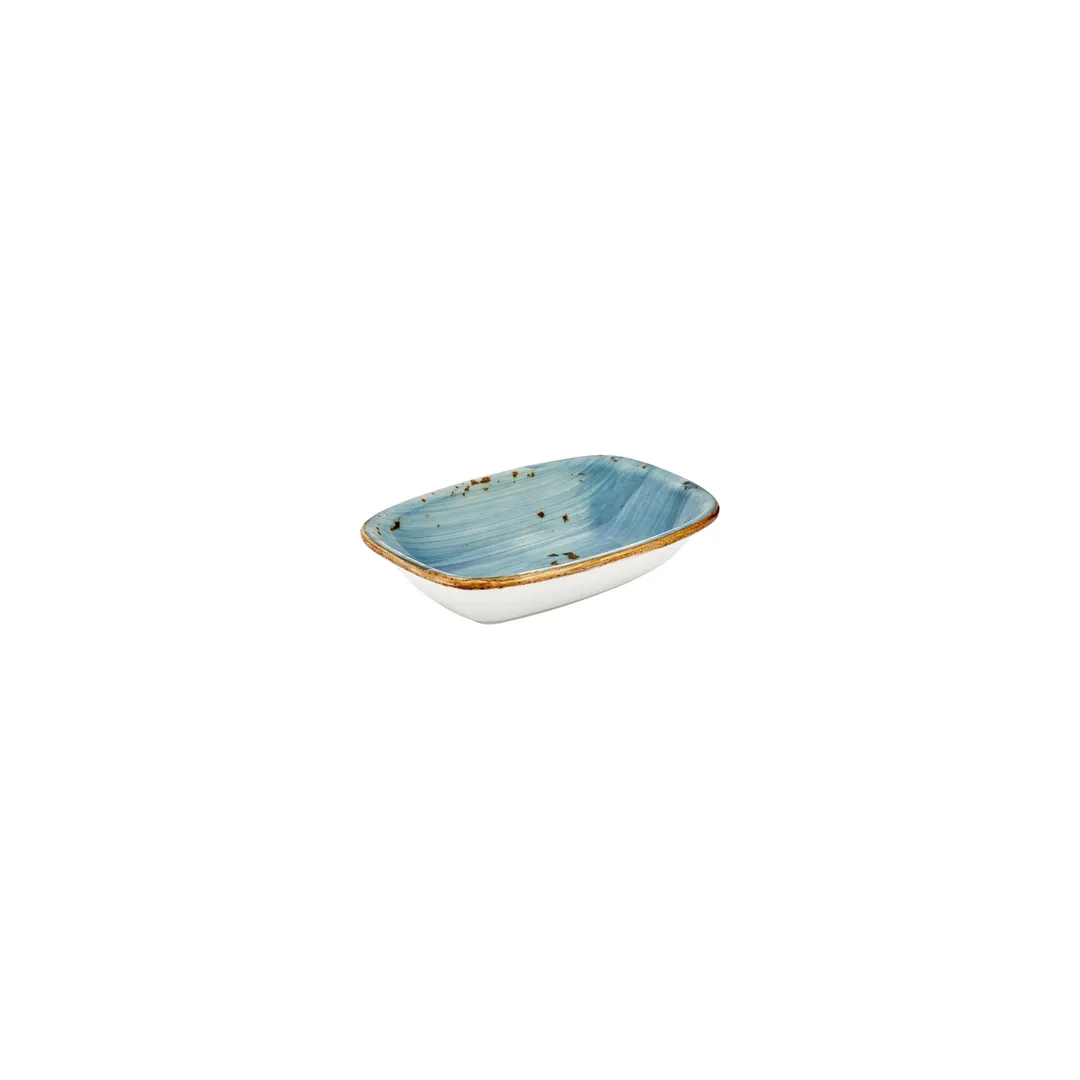 Turgla T-HAINZT18DKY-12 Rectangular Plate, 7" x 5" Turquoise Porcelain, Deep Rim Finish