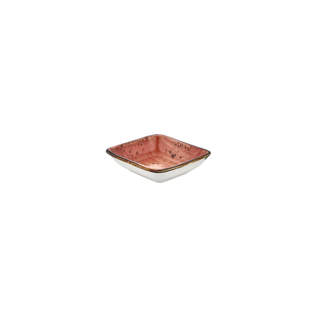 Turgla T-HALTAR13KS-24 Square Porcelain Bowl, 4" Diameter x 3.5" Depth, Orange, General Use
