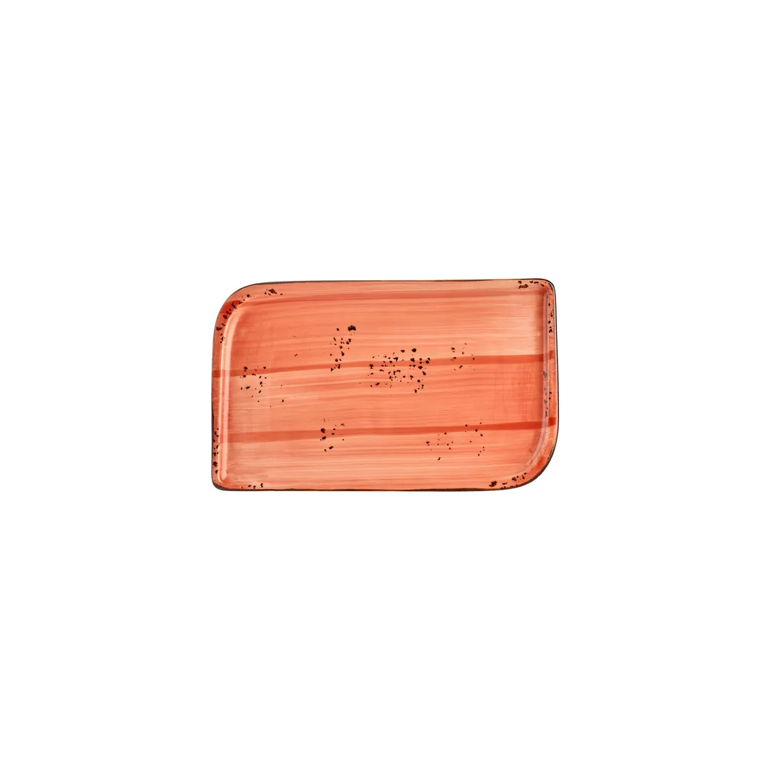 Turgla T-HALTAR28DT-12 Rectangular Porcelain Dinner Plate, 9.5" x 6", Vibrant Orange Finish