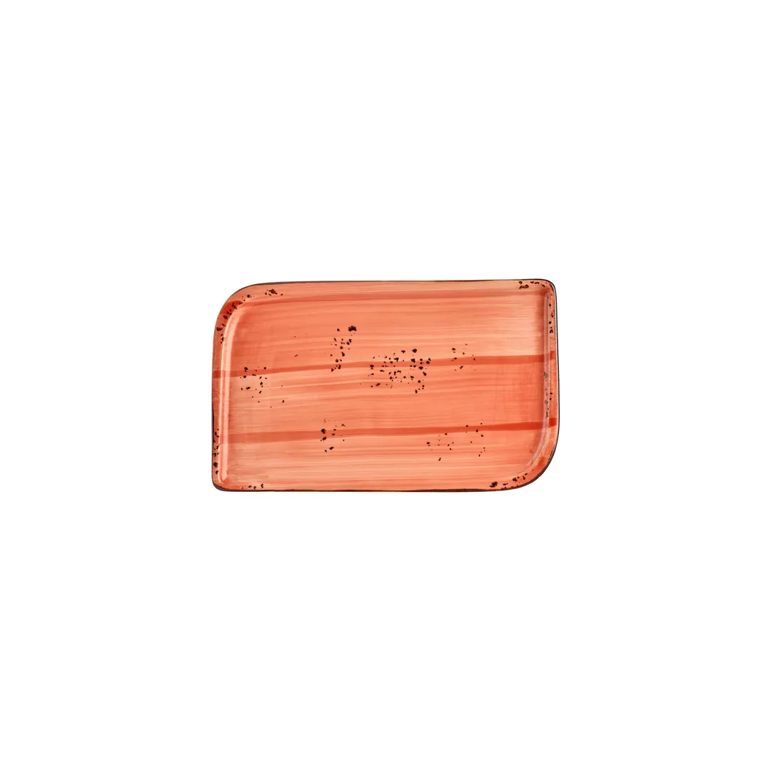 Turgla T-HALTAR28DT-12 Rectangular Porcelain Dinner Plate, 9.5" x 6", Vibrant Orange Finish