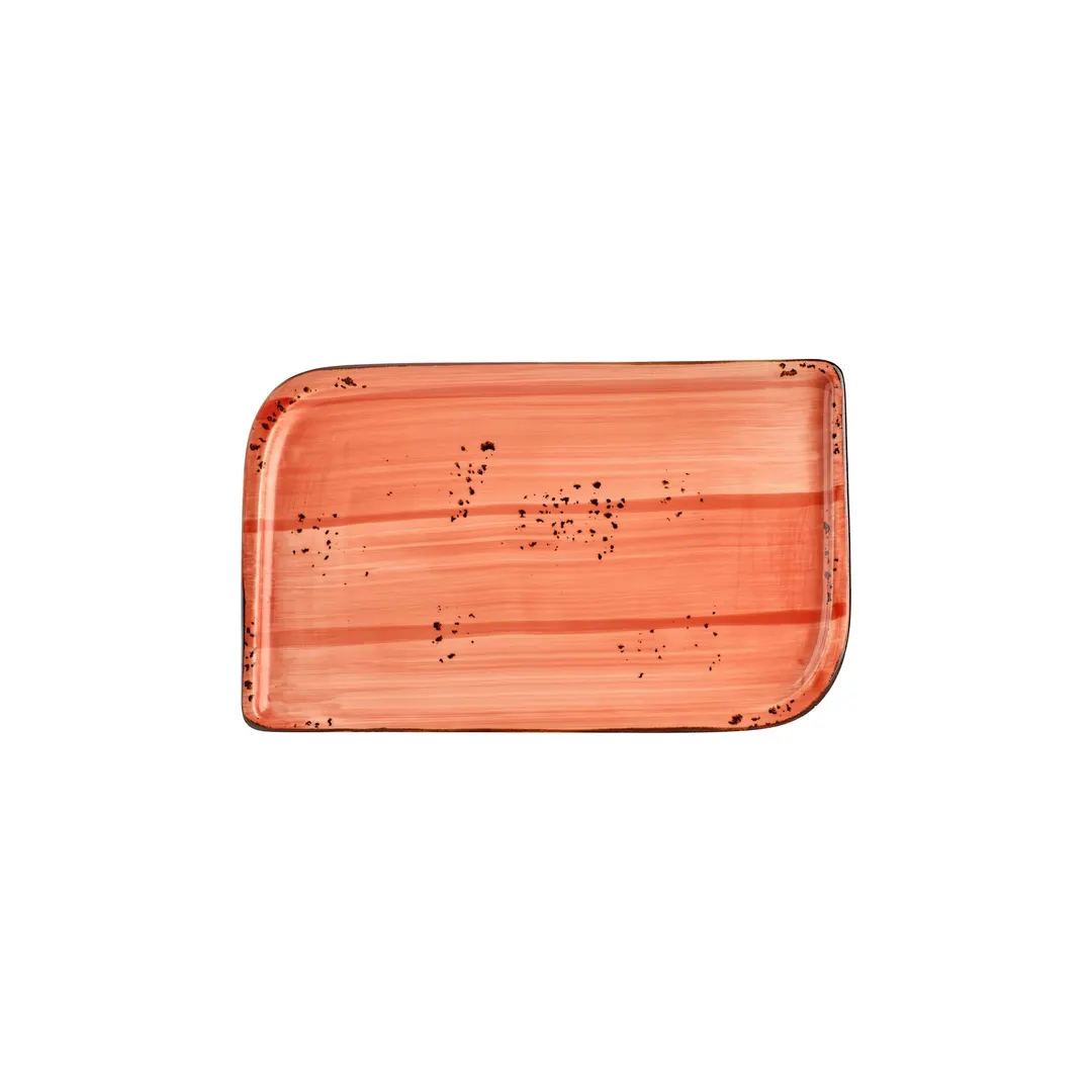 Turgla T-HALTAR34DT-6 Laterite Rectangular China Platter, 11.75" W x 7" D, Orange Porcelain