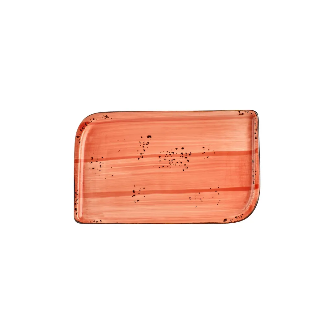 Turgla T-HALTAR34DT-6 Laterite Rectangular China Platter, 11.75" W x 7" D, Orange Porcelain