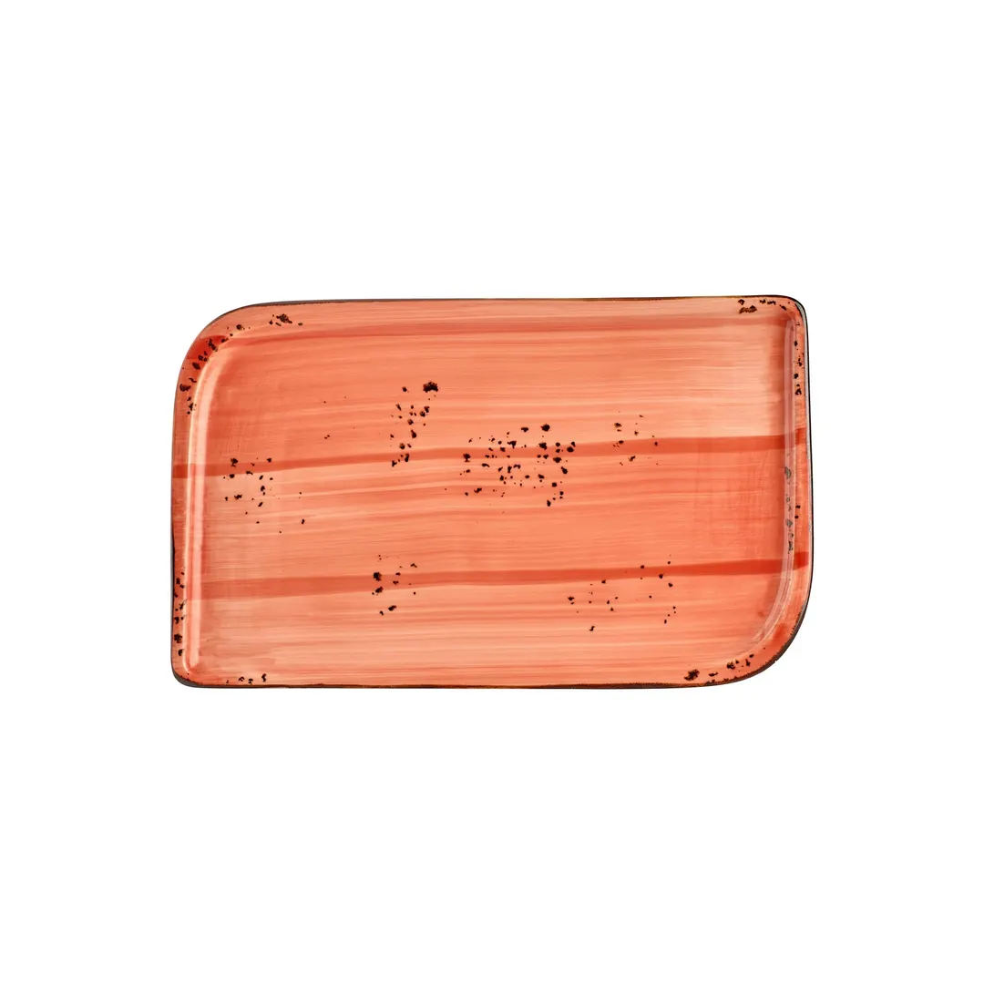 Turgla T-HALTAR38DT-6 Laterite Rectangular Porcelain Platter, Orange, 13.75" W x 6.25" D