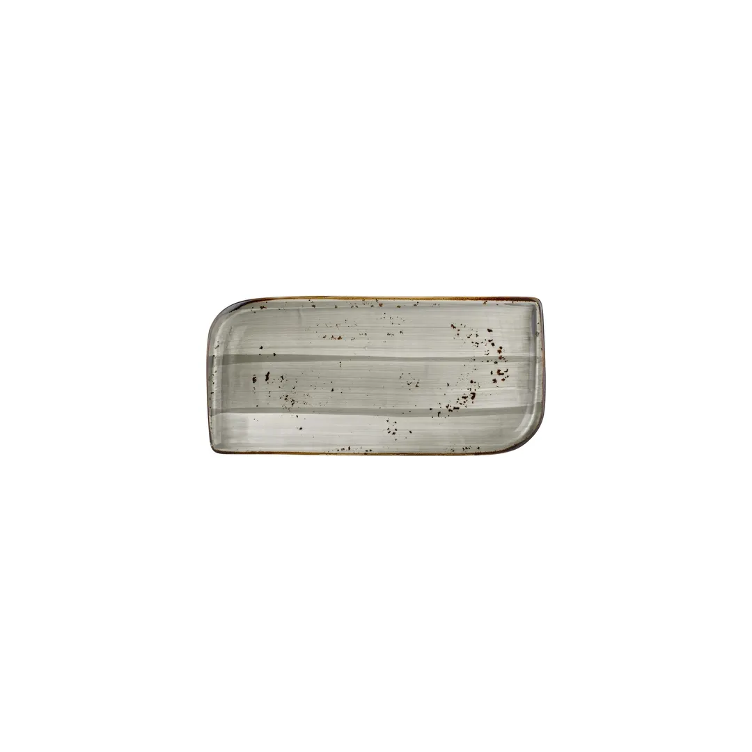 Turgla T-HASPAR28DT-12 Supreme Rectangular China Plate, 9.5" x 6", Grey Porcelain Dinnerware