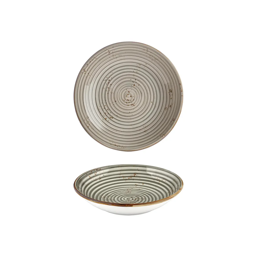 Turgla T-HASPFL23CK-6 Supreme Deep Plate, 9" Round Grey Porcelain, 34 oz Capacity