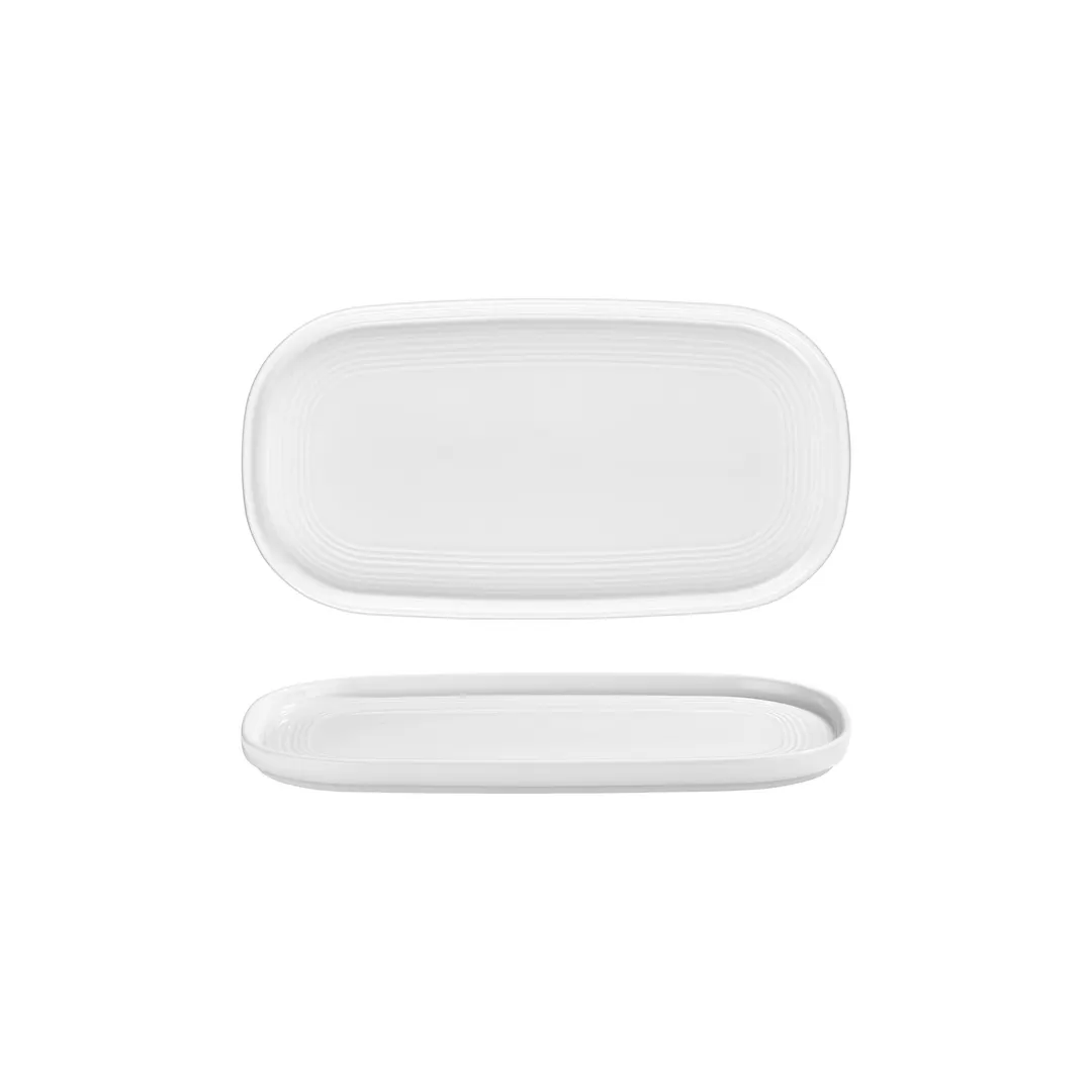 Turgla T-HL30OV-6 Helix Oval Porcelain Platter, Warm White, 11.75" W x 6.25" D, Elegant Dinnerware