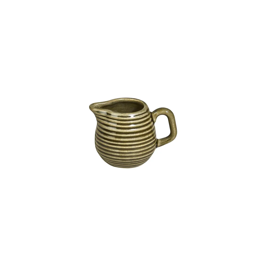 Turgla T-HLBB01ST-12 Creamer Pitcher, 3.25" Diameter, 3 Oz, Round Green Porcelain with Handle