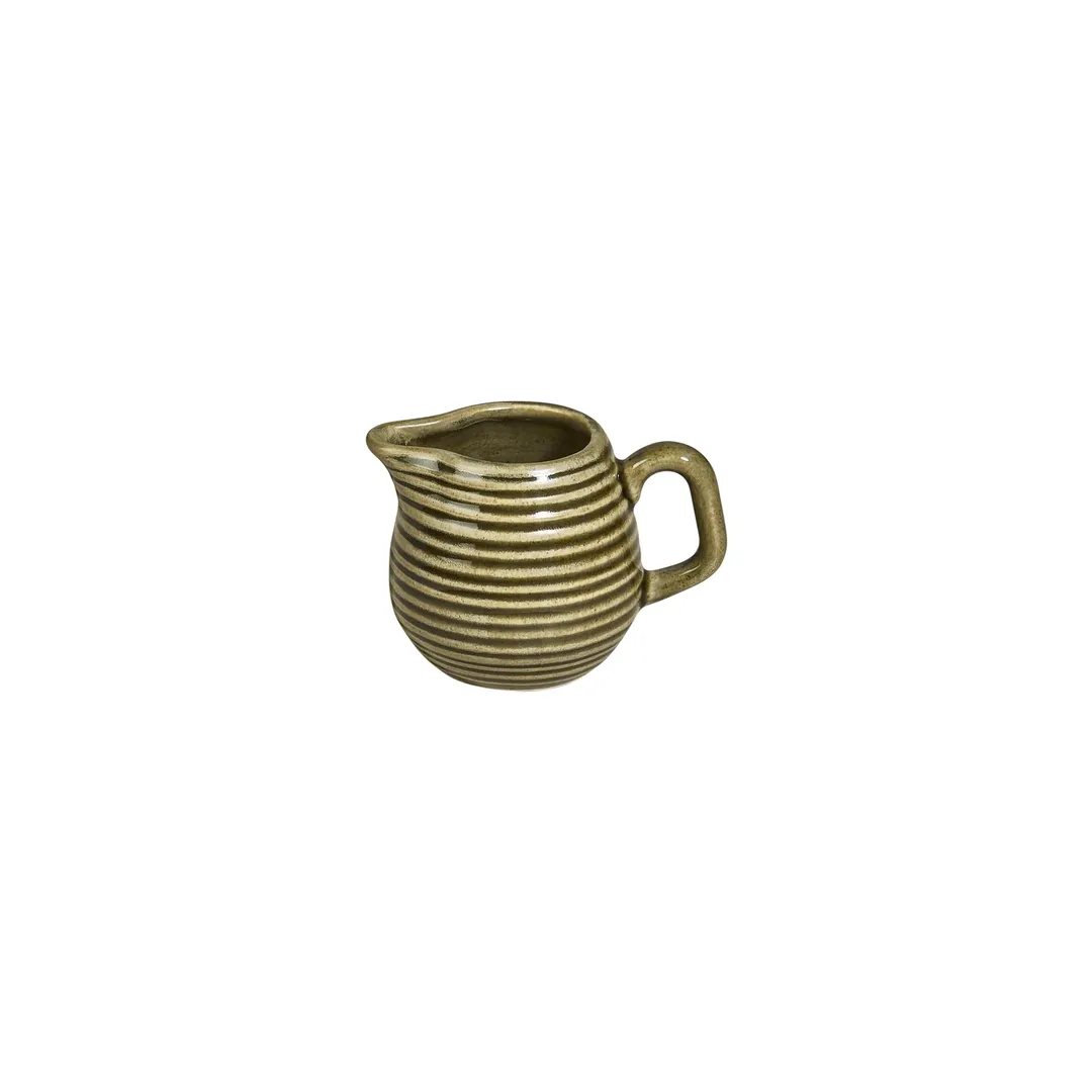 Turgla T-HLBB01ST-12 Creamer Pitcher, 3.25" Diameter, 3 Oz, Round Green Porcelain with Handle