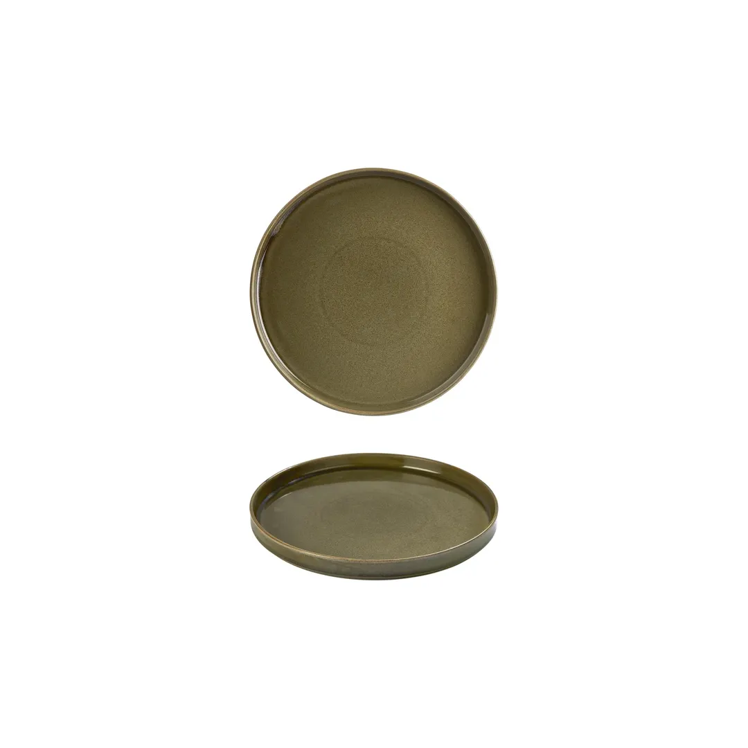 Turgla T-HLBB16RD-6 - 6.25" Round China Plate, Porcelain Material, Green Finish, Elegant Diningware