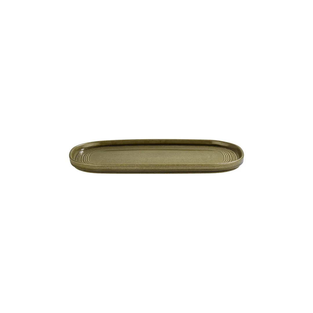 Turgla T-HLBB30OV-6 Oval Green Porcelain Platter, 11.75" W x 6.25" D (12" x 6")