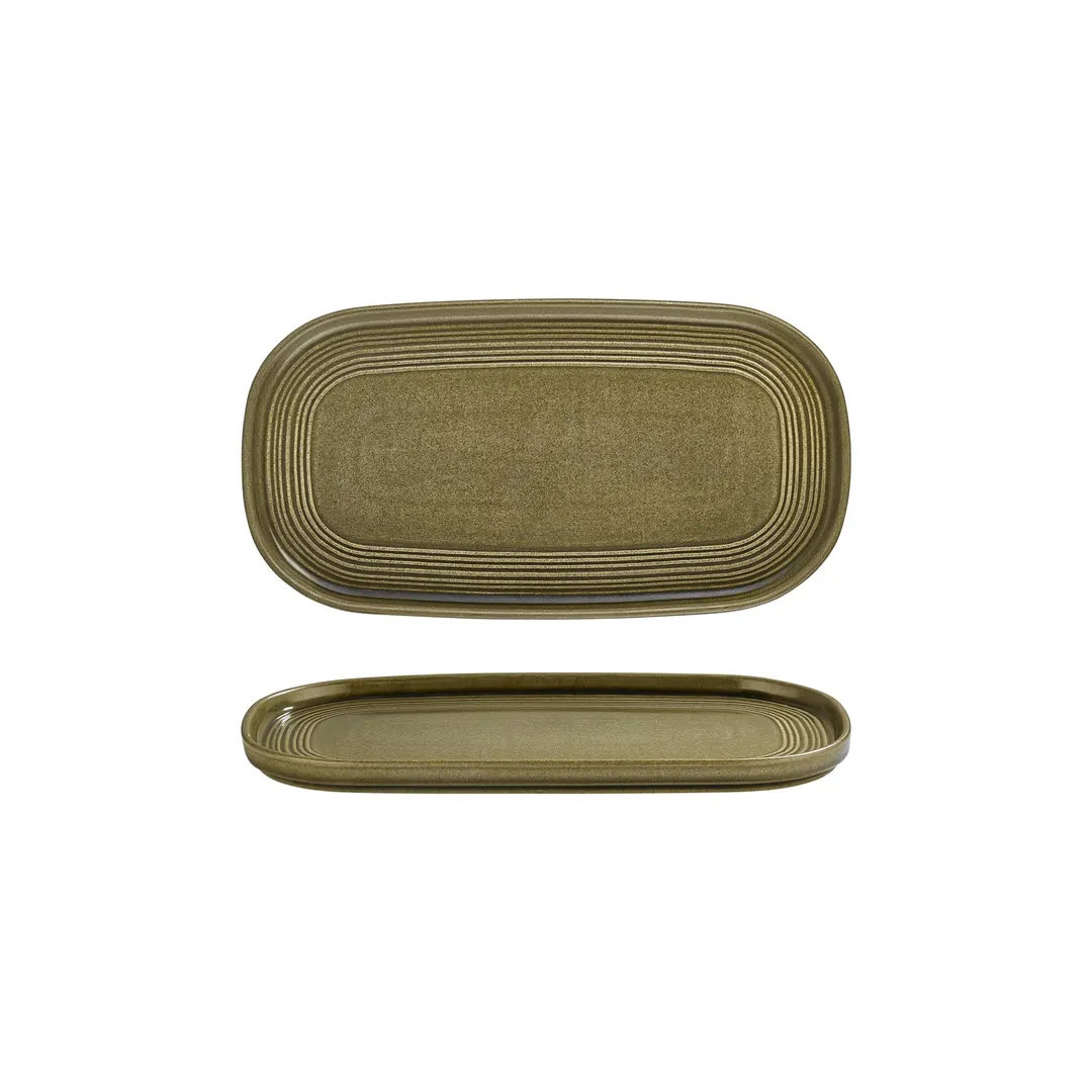 Turgla T-HLBB30OV-6 Oval Green Porcelain Platter, 11.75" W x 6.25" D (12" x 6")