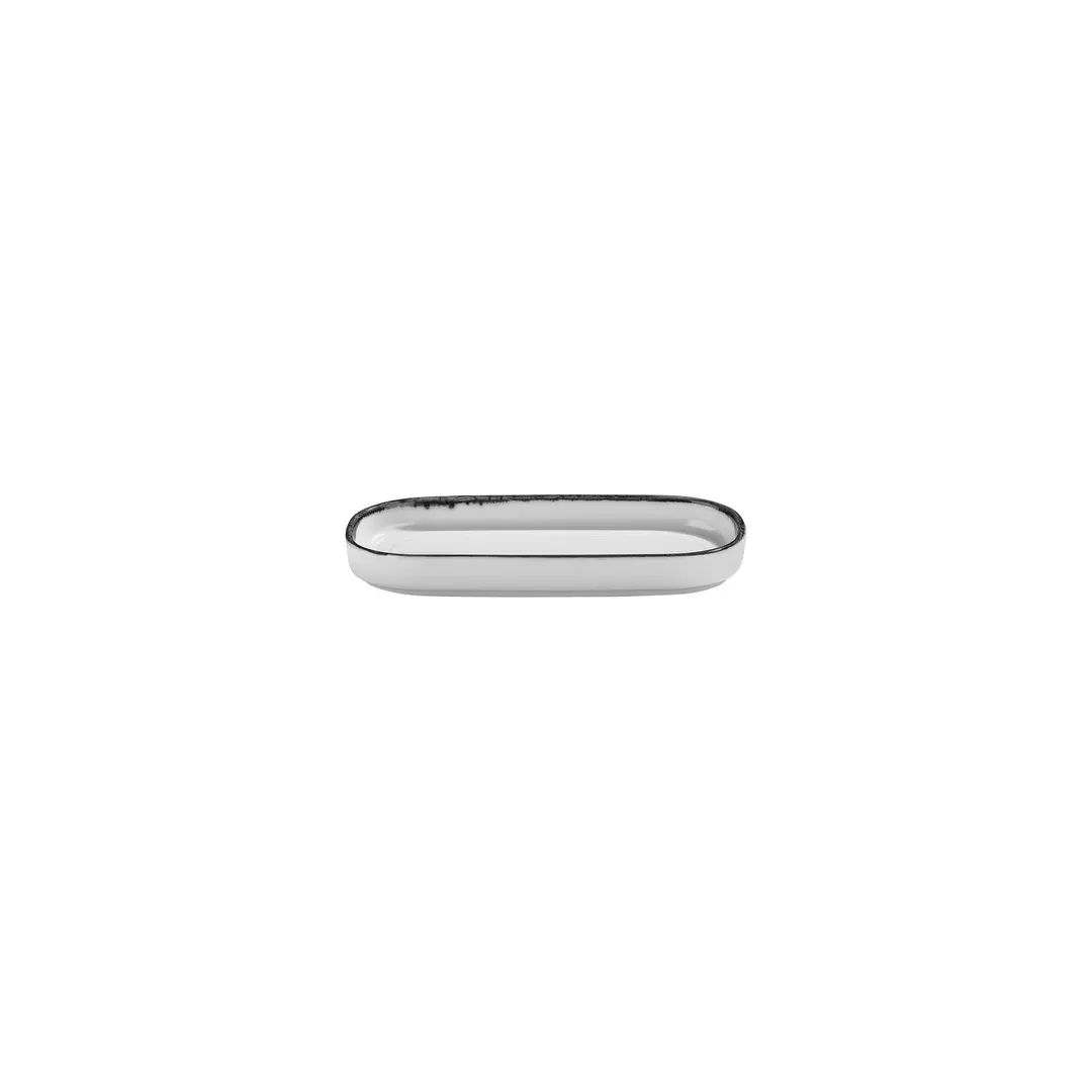 Turgla T-HLBLA205OV-12 Oval Black Porcelain Platter, 7.75" W x 3.75" D, Dinnerware Tray