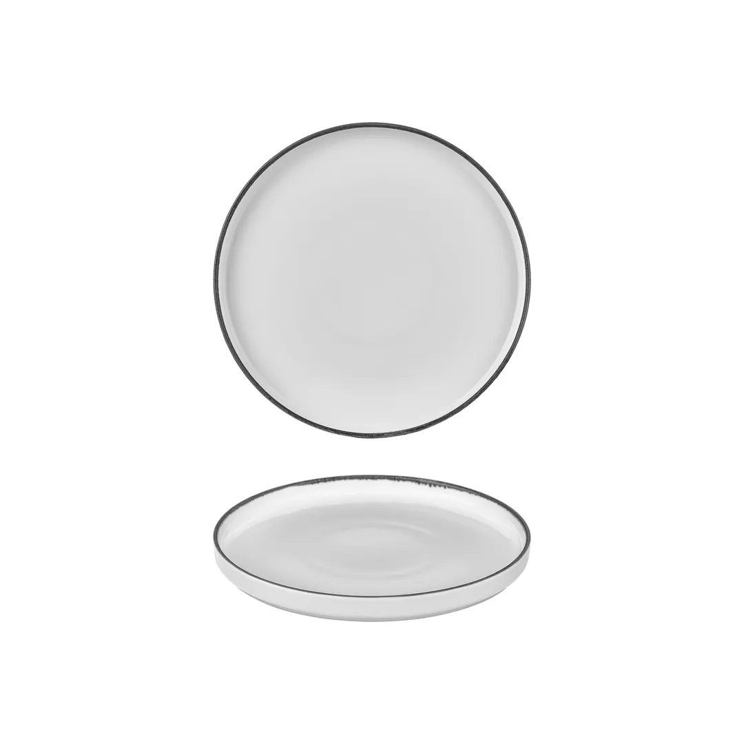 Turgla T-HLBLA23RD-6 Helix Round 9" Porcelain Dinner Plate, Black Finish, 9" Diameter